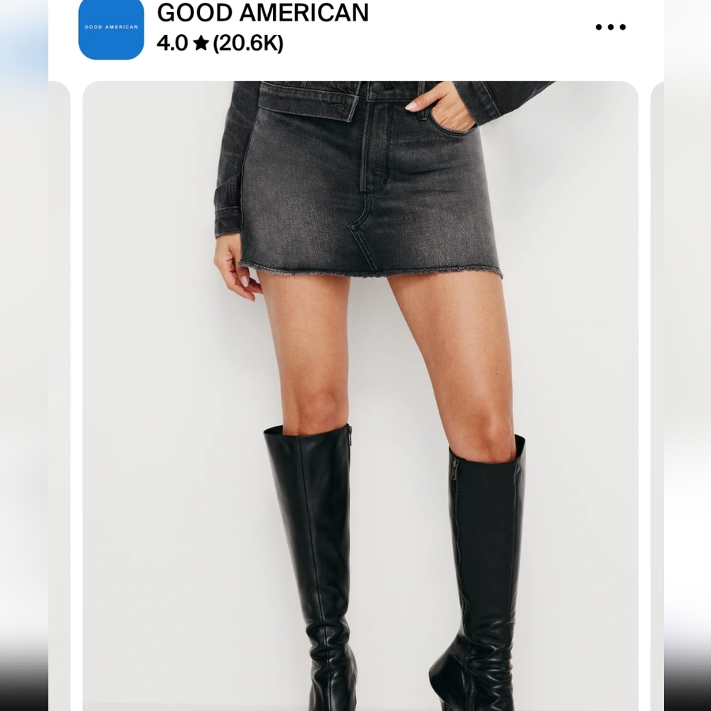 Good American Black Denim Mini Skirt